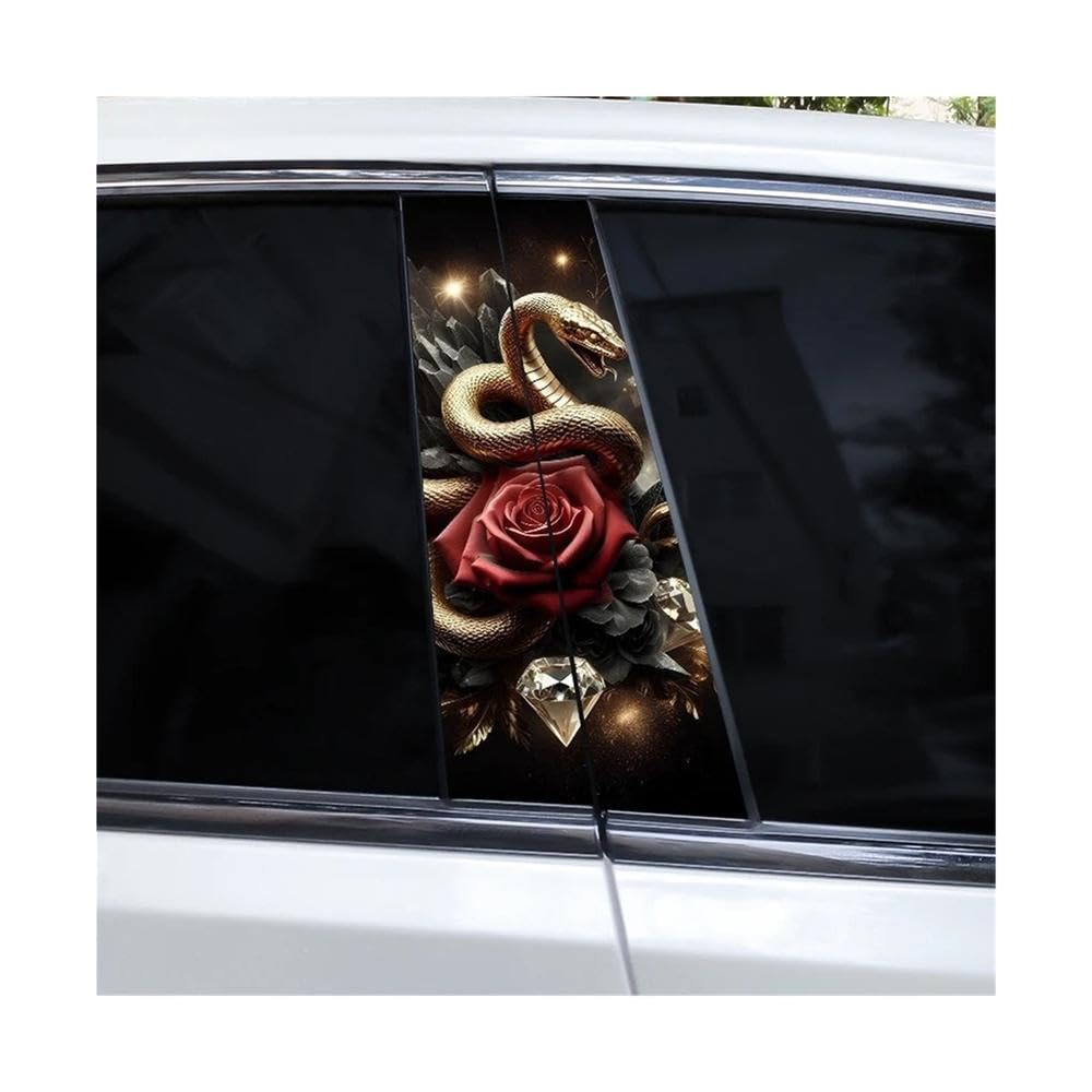 Bertdcx C ﻿Flame Rose Ar Door Pillar Vinyl Sticker Suitable For Ar Window Pillar Decoration Auto Parts(C)