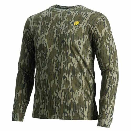 SCENTBLOCKER Scent Blocker Fused Cotton Lightweight Long-Sleeve Shirt, Camo Hunting Clothes (Mossy Oak Bottomland, Large)