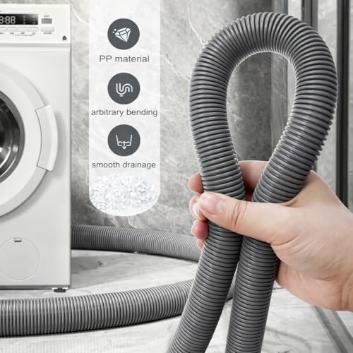 Image of Sanavya LG Fully-Automatic Washing Machine Drain Pipe 3 METERS, Washing Machine Pipe Outlet,No Leak, Universal Compatible Drain Pipe, Grey (Pack of 1)