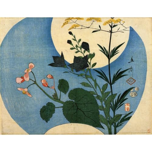 Affiche enroulée Hiroshige fleurs d'automne pour habiller un grand mur vide sans cadre