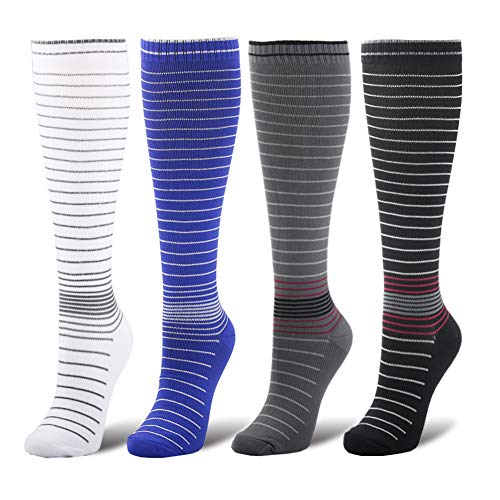 YOLIX Compression Socks for Women & Men 20-30 mmHg - 4 / 6 Pairs Best Knee High Socks for Travel, Running, Medical, Pregnancy ,Gym Sports - Circulation Recovery