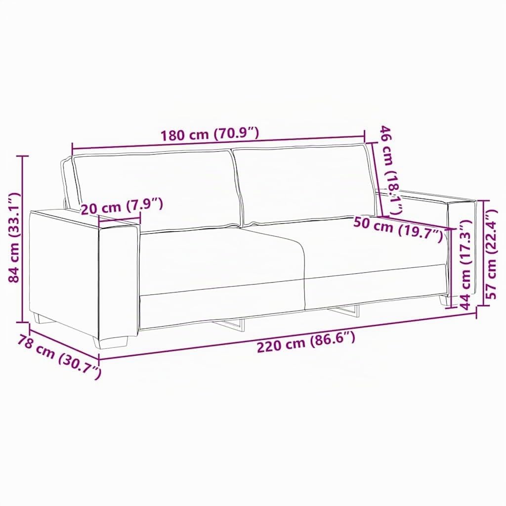 vidaXL Divano a 3 Posti Grigio Chiaro 220x78x84 cm in Velluto, Divano, Divano a 3 posti, Divano in Velluto, Divano, Divano a Tre posti