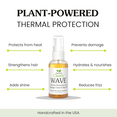 Miniatura 3 de Clearly WAVE, aceite para el cabello con control de daños con jojoba | Protector térmico para el sol, plancha plana, secado por soplado en caliente,