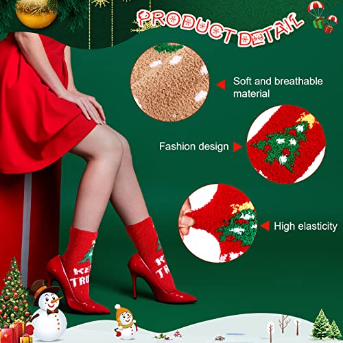 Liitrsh 36 Pairs Christmas Fuzzy Socks for Women Holiday Coral Velvet Women's Slipper Socks Soft Warm Christmas Socks Winter Fluffy Socks Holiday Sleeping Socks for Xmas Gifts (Cute Style)2