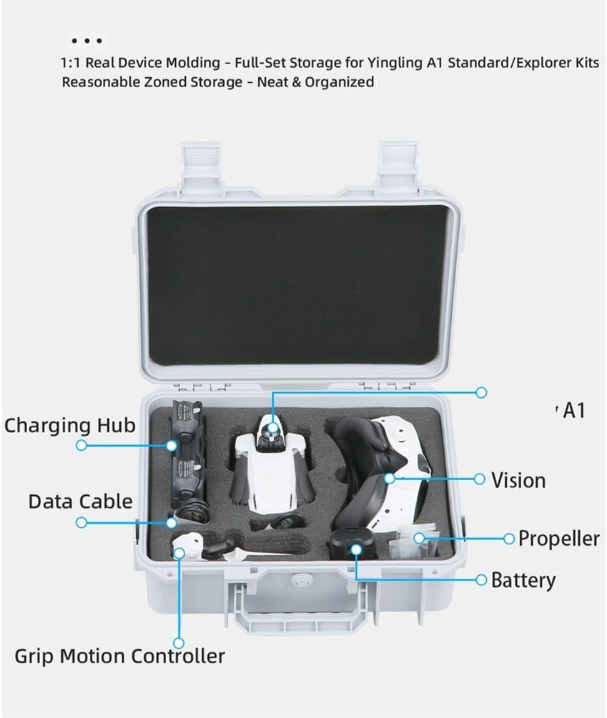 Explosion-Proof Case Storage Box Hard-Shell Case for Insa 360 Antigravity A1 Drone, Vision, Grip Motion Controller, Charging Hub, Battery Accessories Organizer (White