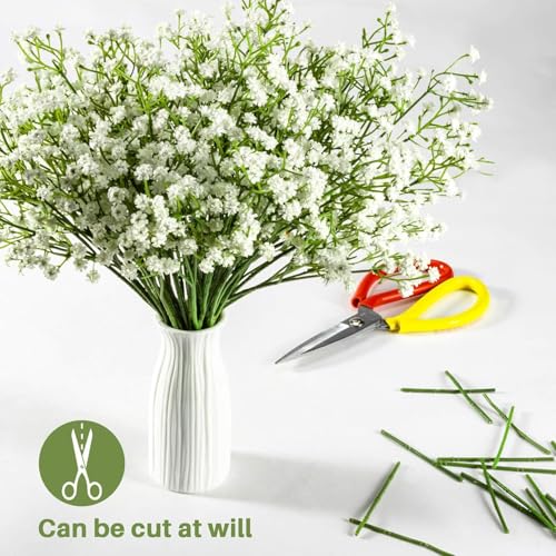 Image of VRB Dec 20 Pcs Artificial Baby's Breath Flower Bunch,Gypsophila Bouquets Flower Sticks for Vase,Flowers for Vases, Decoration Items for Living Room,Home Decor,Chritmas (20 Pcs - White Gypsophila)
