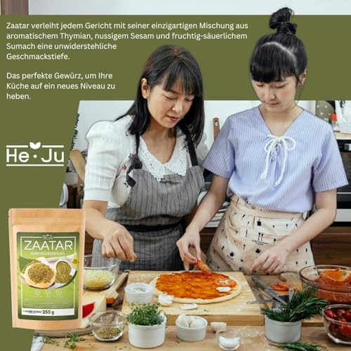 He-Ju Zaatar Gewürz Zubereitung 250 g vegan, glutenfrei, ohne Zuckerzusatz, orientalische Gewürzmischung für die nordafrikanische und arabische Küche