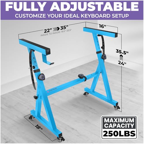 Image of Liquid Stands Keyboard Stand w / Wheels - Z Style Adjustable & Portable Professional Heavy Duty Digital Piano Stand - Fits 54-88 Key Electric Pianos - Sturdy Rolling Musical Keyboard Support