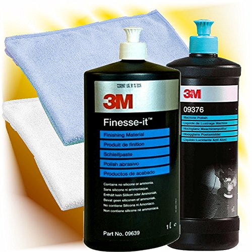 hai-tecs 3M Hochglanzpolitur 09376 + 3M Schleifpaste 09639 + Mikrofaserpoliertuch Set