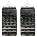 MCOMCE Hanging Jewelry Organizer, Double Sided 56 Pockets Jewelry Organizer with Zippered Pockets, Necklace Holder Jewelry Chain Organizer for Earrings Necklace Bracelet Ring with Hanger, Black