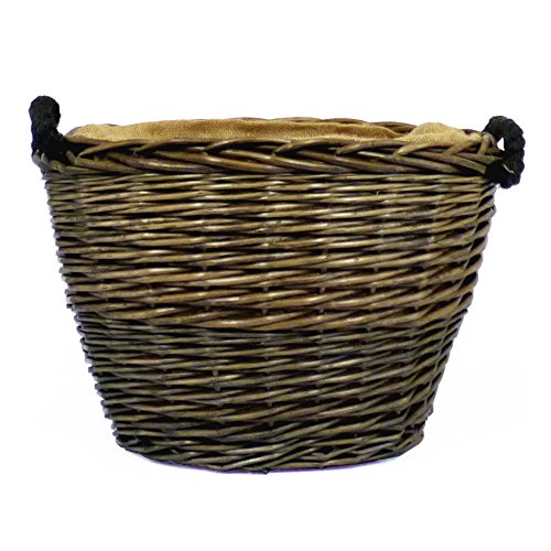 Antique Wash acabado Oval cesta para almacenamiento con forro de arpillera y asas de cuerda  Ideas de regalo para Navidad, cumpleaños, hogar