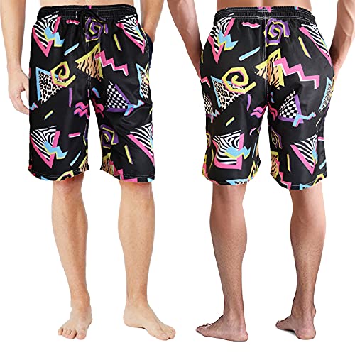 Xskjy Mens 80S 90S Swim Trunks Quick Dry Striped Swim Shorts With Mesh Lining Swimsuit #TOP1