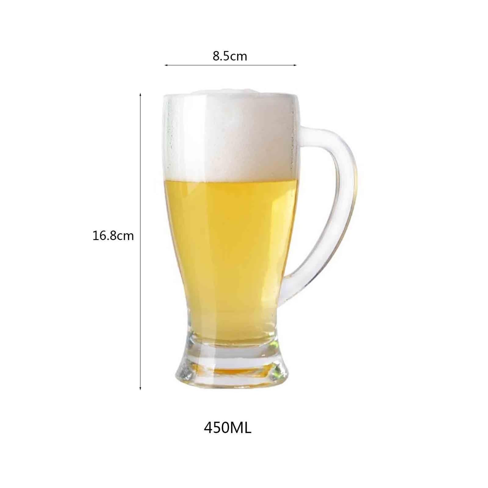 Verres à boire Ensemble de verres à bière, tasses en verre 450 ml avec poignée, lot 2 Gobelets en verre