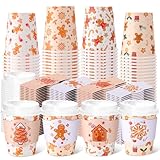 Mimorou 100 Set Christmas Disposable Coffee Cups with Lids and Sleeves Bulk 8oz Gingerbread Man Candy Paper Cup Xmas Cups for Coffee Hot Cocoa Bar Party Decoration Supplies