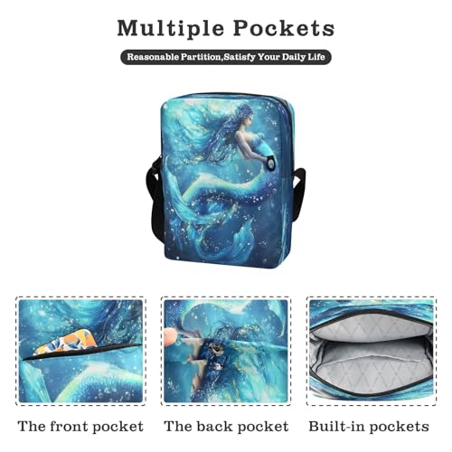 Crossbody Bag Undersealue Mermaid Princess Messenger Bag for Women Men Purse Shoulder Bag Satchel Bag with Adjustable Strap 214B88072