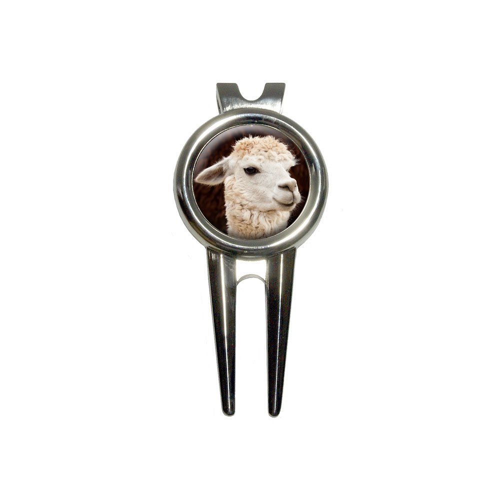 GRAPHICS & MORE White Llama Golf Divot Repair Tool and Ball Marker