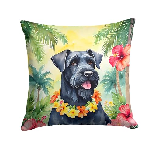 Caroline's Treasures Luau Party Decorative Throw Pillow, 14Hx14W, Giant Schnauzer 6441