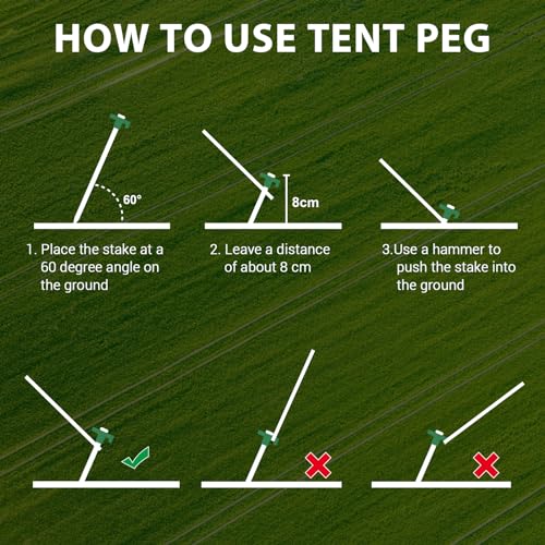 Image of Eurmax USA 20-Pack Secure Protection Galvanized Tent Stakes,Rust-Proof Steel Canopy Anchors for High Winds,Heavy Duty Commercial Ground Pegs for Camping,Pop Up Tents&Gazebos - Includes 4x10ft Ropes