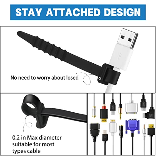 Silicone Cable Ties Reusable 4.5 Inch Zip Ties Cord Organizer Zip Ties Cable Management Rubber Cable Organizer Tie For Wire, Food Bags, Headphone, Home Office Supplies (100 Pcs) #TOP3