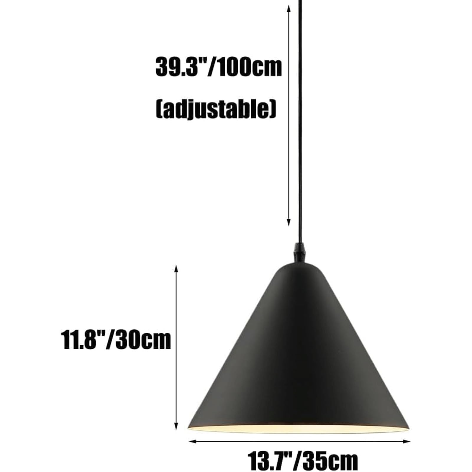 Nowoczesna lampa wisząca 1-Light Metal Cone Lampa wisząca w stylu skandynawskim Aluminium Pojedyncza lampa wisząca do wyspy kuchennej (Roze,L)