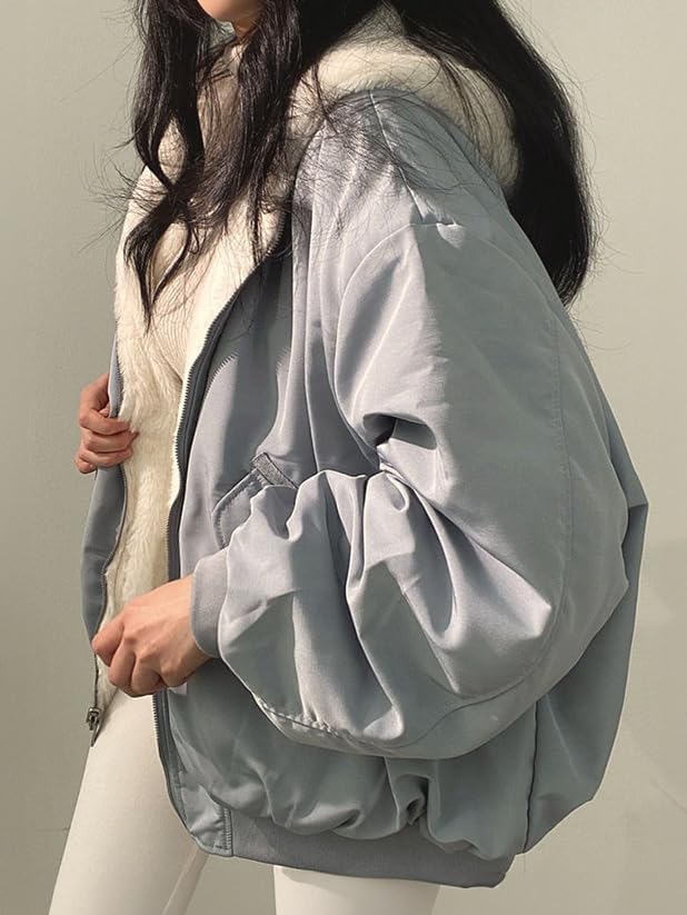 EMMIOL Womens Winter Coats Hooded Fleece Puffer Reversible Long Sleeve Oversized Full Zipper Warm Jackets - Image 4