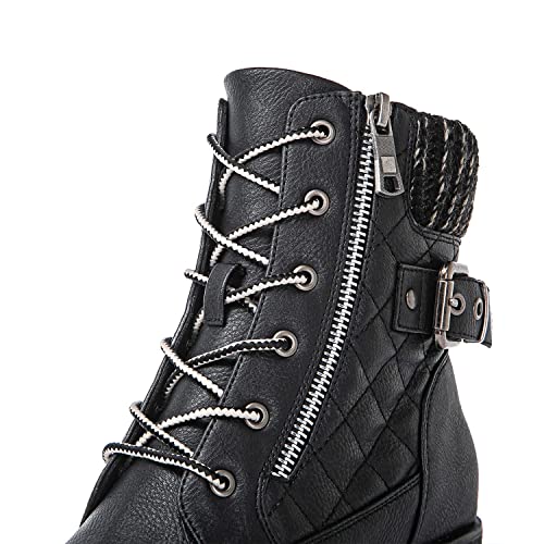GLOBALWIN Women's Combat Boots Lace Up Comfortable Ankle Booties For Women Low Heel3