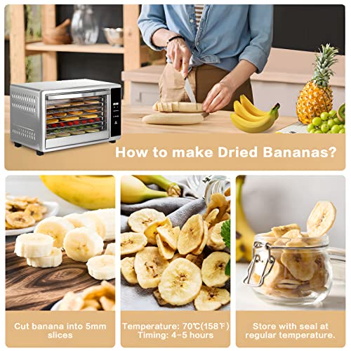 Homokus Food Dehydrator 9 Stainless Steel Trays, Large Food Dehydrator Machine Usable Area Up To 13.4Ft², 650W Digital Touch Control Food Dryer Dehydrator With 24Hrs Timer & Up To 176℉ Temperature, Fruit Dehydrators For Food And Jerky, Dog Treats, Meat, Veggies, Herbs And Yogurt(20+ Recipes) #TOP4