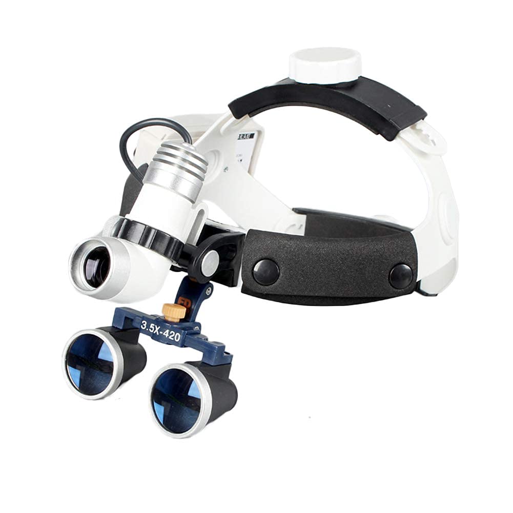 HTTGDGDH Loupes, Magnifier With Headlights 3.5X Binocular Loupes Oral Ear And Nose Magnifying Glass