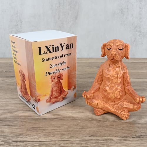 Estatua de perro meditación de resina en pose yoga miniatura 6