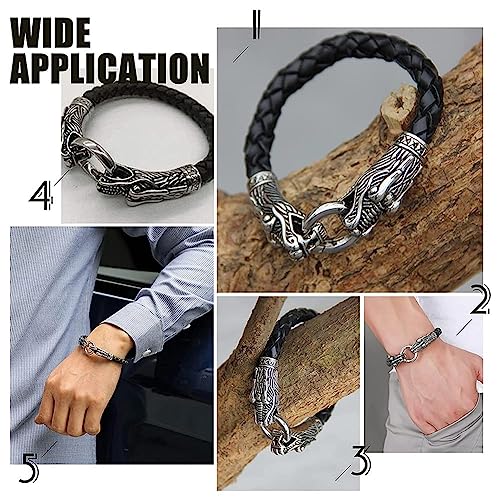 UNICRAFTALE About 5 Sets 5 Styles Tibetan Style Alloy Cord Ends Antique Silver Spring Gate Rings Animal Head O Rings Leather Cord Buckle Column End Clasps for Jewelry Making - Image 4