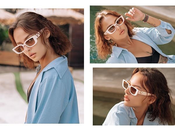 Image of IFLASH Rectangle Sunglasses for Women 90s Retro Trendy Y2K Classical Vintage Square Shades
