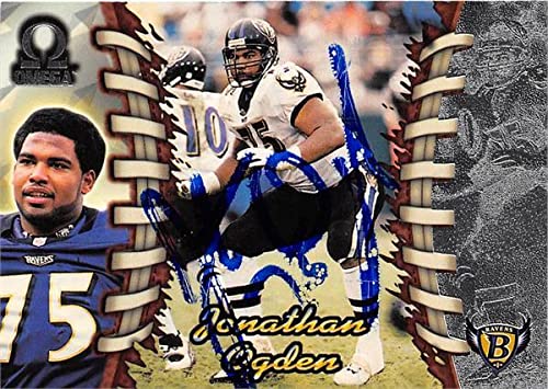Sports Memorabilia Autograph Warehouse 244478 Jonathan Ogden Autographed Football Card - Baltimore Ravens, Hall of Fame 1998 Pacific Omega - No. 21