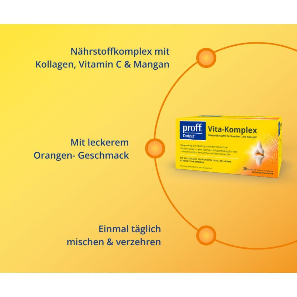 Proff Dolgit Vita-Komplex Pulver für Knochen und Knorpel mit Orangen-Geschmack, 30 St. Beutel