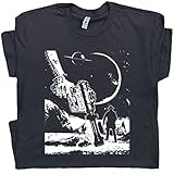 XL - Alien Outlaw T Shirt Space Cowboy Shirt Cool UFO Graphic Tshirt for Men Cosmic Space Tee Vintage Western Theme Gunslinger Black