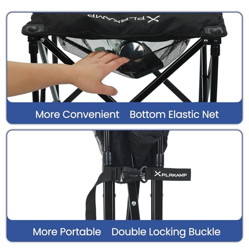 XplrKamp Padded Camping Stool, 18" 500lb Oversized Foot Rest, Black, 1 - image 4