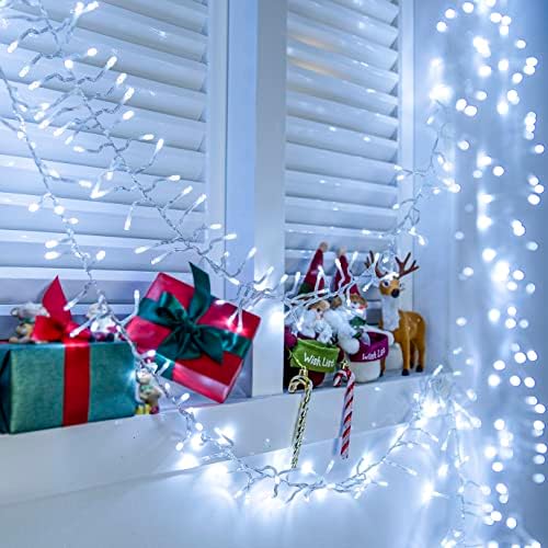 Ollny Cluster Christmas Lights Outdoor - 6m 400 LED Christmas Tree Lights Waterproof Fairy Lights Plug-in 8 Modes/3 Timers/Remote - Xmas Lights for Indoor/Outside/Window/Bedroom/Garden Decorations