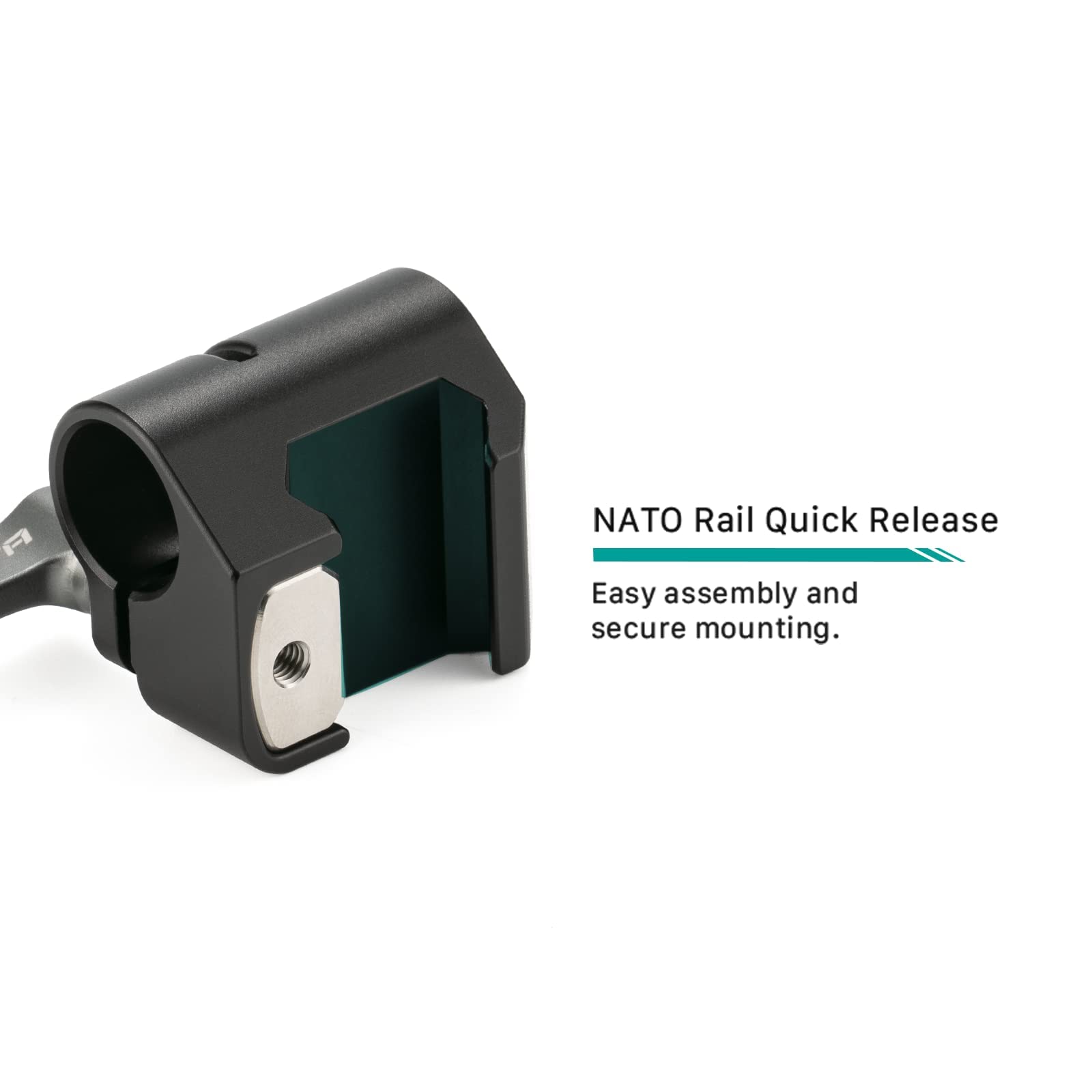 Supporto Tilta Per Asta 15mm A NATO - Adattatore Per Gabbie Fotocamera, Nero