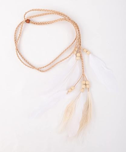 Miniatura 3 de Jumwrit Diadema de plumas bohemias, tocado gitano indio, diadema ajustable con borla, accesorios hippie para mujeres y niñas