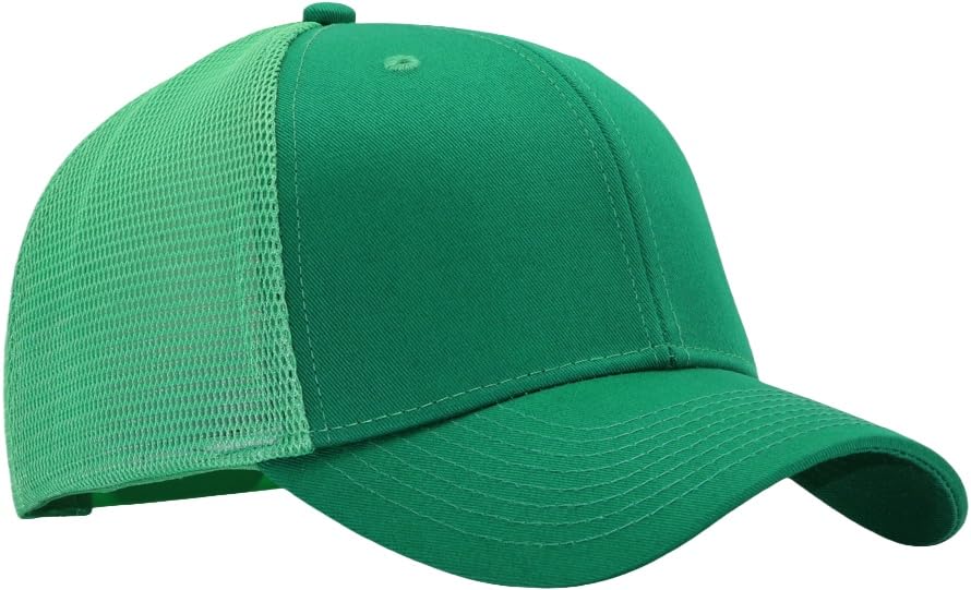 Image of Mens Mesh Snapback Hat Fits One Size & XXL | Structured Adjustable Trucker Hats | Sturdy Outdoor Blank Baseball Cap