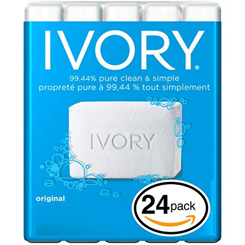 (PACK OF 24 BARS) Ivory ORIGINAL SCENT Bar Soap for Men & Women. 99.44% PURE! Free of Dyes & Heavy Perfumes! Healthy Skin for Hands, Face & Body! (24 Bars, 3.10oz Each Bar)