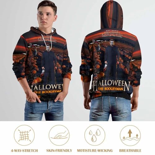 ZHANGXM Men's Long Sleeve 3D Print Hoodie Halloween Michael Myers Spring And Autumn Blouse for Unisex Sweatshirt 6