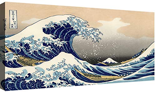 canvashop Quadri Moderni Soggiorno Hokusai Grande Onda di Kanagawa 140x70 cm Stampe da Parete Quadro Camera da Letto Tela Canvas Grandi Dimensioni