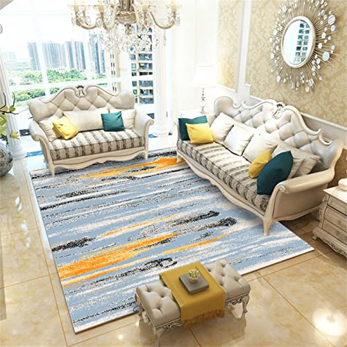 Tapis couloir long bleu antidérapant et lavable pour un salon moderne - 2