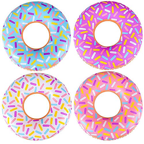 Donut Inflate 18' Inches, Tube Inflates, Colorful Inflatable Donut Tubes in Assorted Designs, Donut Birthday Party Decorations Supplies, Durable Water...