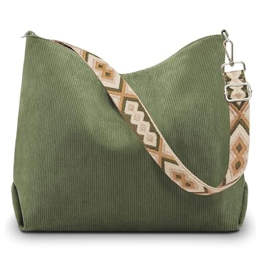 Aucuu Sac a Main Femmes en Velours Côtelé, Sac Fourre-tout Femme avec Bandoulière Réglable, Sacs à Main de Grande Capacité, Sac à Bandoulière Décontracté pour école, Travail, Voyages