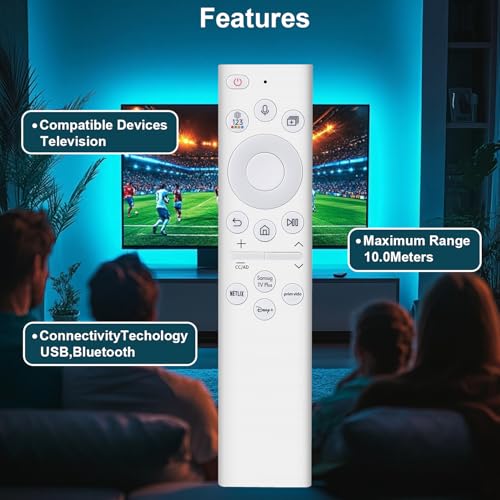 Image of for Samsung-Smart-TV-Remote, Compatible with Samsung Frame Crystal QLED OLED UHD 4K 8K Smart TVs, Replacement for BN59-01391A Without Rechargeable Solar Cell