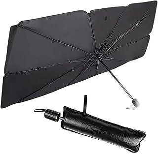 Foldable Car Windshield Sun Shade Umbrella – Blocks UV Rays & Heat for Ultimate Protection, Keeps Your Vehicle Cool and Comfortable, 120 x 60 CM, Elegant Black Design for Easy Use (Black)