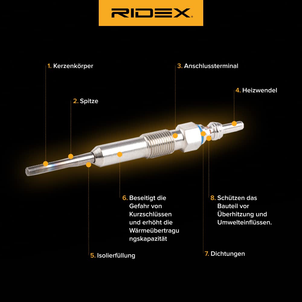 RIDEX Glühkerzen SW: 10 M10x1.0 Kompatibel mit VW Golf IV Schrägheck 1J1 1106500Q0D 95VW6M090AB 59624J