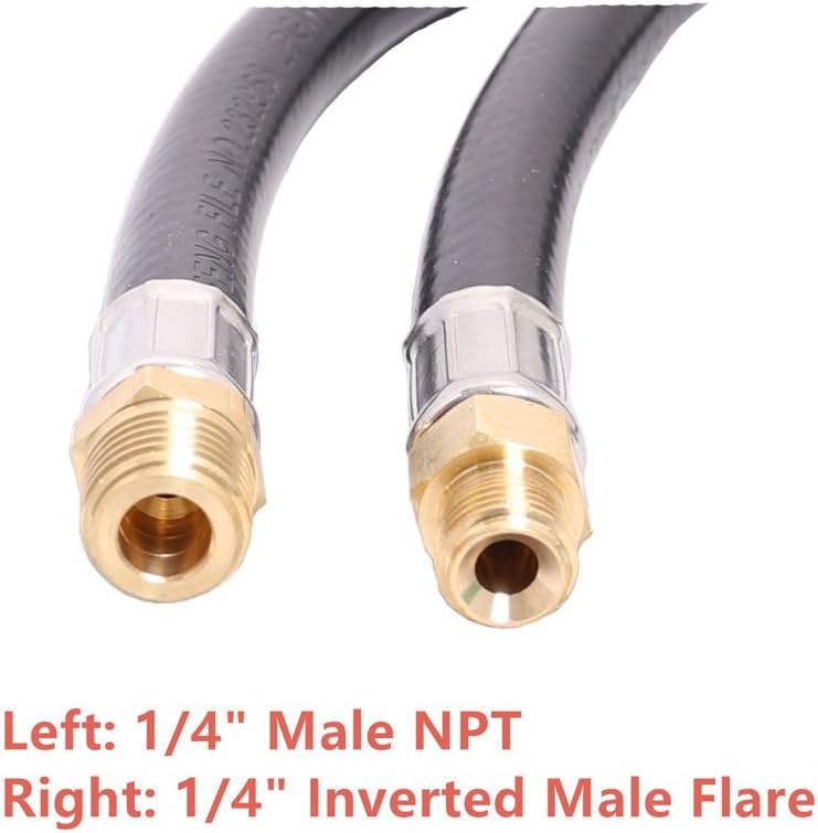 KIBOW Propane Pigtail Hose Connector with QCC & 1/4 Inch Male NPT Flare-20 Inch Long Hose