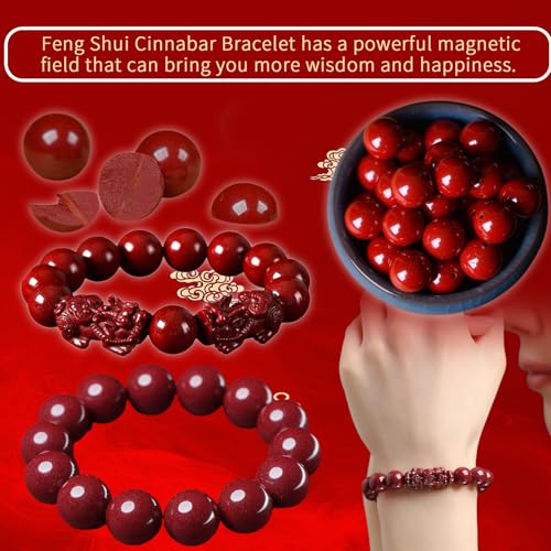 Feng Shui Cinnabar Bracelet, Cinnabar Beads Bracelets Jewelry for Good Luck Women Men Amulet Jewelies4